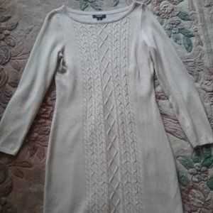 CHAPS Shimmery Golden Sweater Dress
